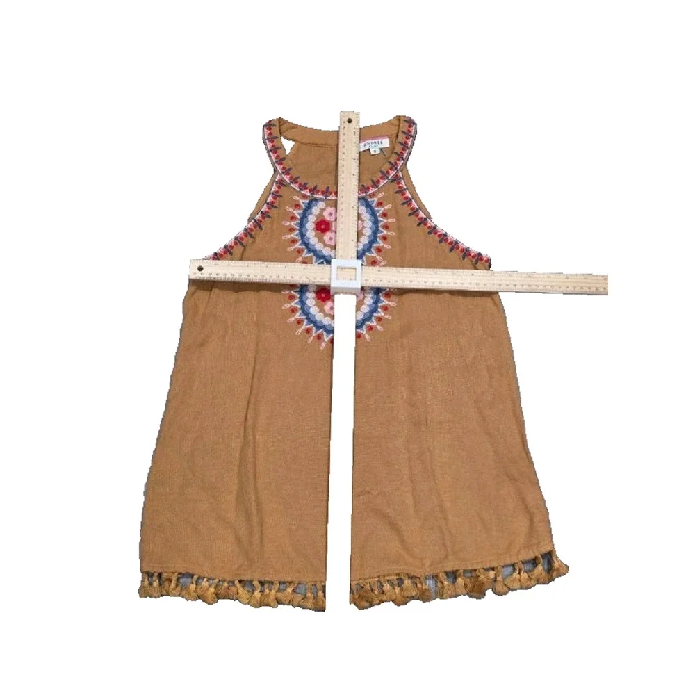 Andree by Unit Embroidered top Boho style Small Beige A004317 - Picture 2 of 8